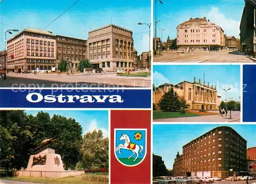 AK / Ansichtskarte Ostrava_Maehrisch_Ostrau Namesti Vitezneho unora Historicky tank Obchodni dum Ostravanka Dum kultury Interhotel Ostrava 