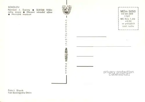 AK / Ansichtskarte Sokolov_CZ Namesti J Svermy Sidliste Vitezneho unora Okresni narodni vybor Hornicke muzeum 
