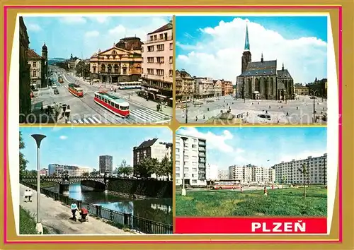 AK / Ansichtskarte Plzen_Pilsen Trida 1 maje Namesti republiky Nabrez Radbuzy Sidliste Bory Plzen Pilsen