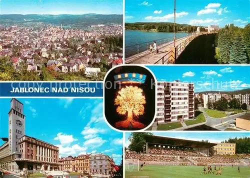 AK / Ansichtskarte Jablonec_nad_Nisou_Gablonz_Neisse_CZ Panorama Radnice Prehrada Zizkuv vrch Stadion TJ LIAZ Jablonec 