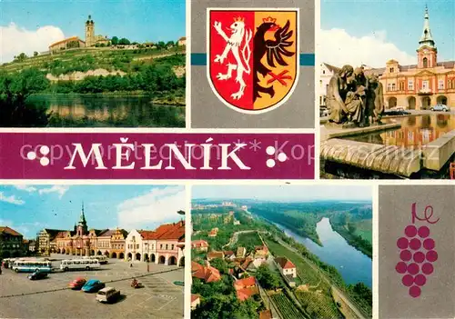 AK / Ansichtskarte Melnik_Czechia Schloss Rathausplatz Fliegeraufnahme Schlossteich 
