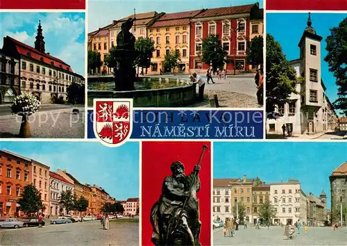 AK / Ansichtskarte Jihlava_Iglau_CZ Friedensplatz Teilansichten Brunnen Statue 