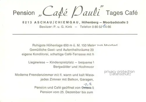 AK / Ansichtskarte Aschau_Chiemgau Pension Cafe Pauli Kampenwand Zellerhorn Aschau Chiemgau