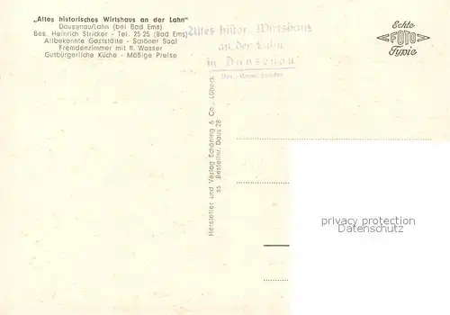 AK / Ansichtskarte Dausenau Altes hist. Wirtshaus a. d. Lahn Dausenau