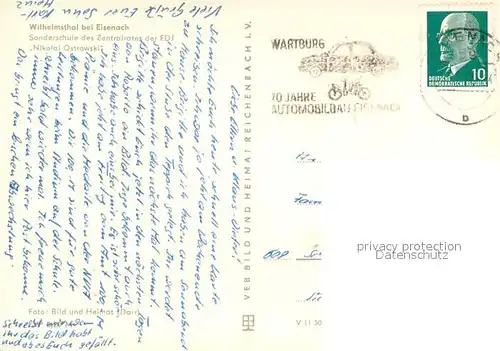 AK / Ansichtskarte Wilhelmsthal_Eisenach Sonderschule d. Zentralrates d. FDJ Nikolai Ostrowski Wilhelmsthal_Eisenach