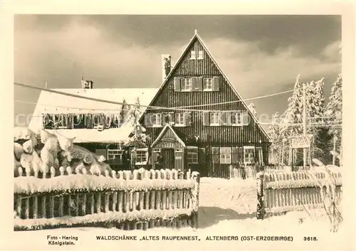 AK / Ansichtskarte Altenberg_Erzgebirge Waldschaenke Altes Raupennest im Schnee Altenberg Erzgebirge