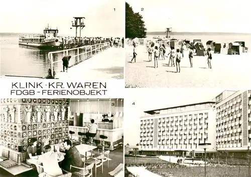 AK / Ansichtskarte Klink_Waren FDGB Ferienobjekt Badestrand Dachcafe Herbert Warnnke Klink Waren