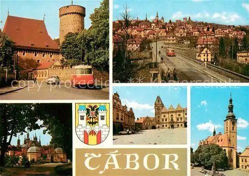 AK / Ansichtskarte Tabor__CZ Burgturm Panorama Moschee Stadtplatz Kirche 