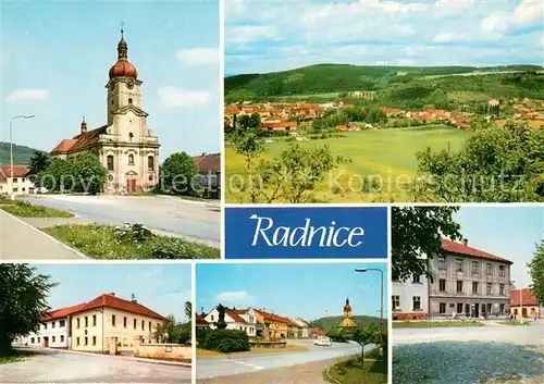 AK / Ansichtskarte Radnice Kirche Panorama Strassenpartien Radnice