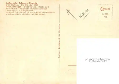 AK / Ansichtskarte Leichlingen_Rheinland Ausflugslokal Talsperre Diepental Tretboot Leichlingen_Rheinland