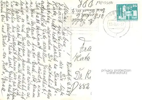 AK / Ansichtskarte Meissen_Elbe_Sachsen VEB Staatl Porzellan Manufaktur Meissen Werkhof mit Glockenturm Meissen_Elbe_Sachsen