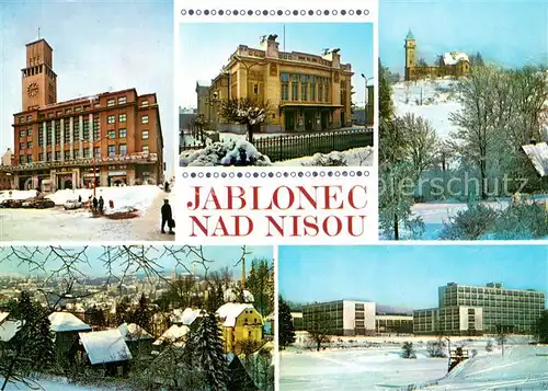 AK / Ansichtskarte Jablonec_nad_Nisou_Gablonz_Neisse_CZ ONV Gebaeude Julia Fucik Theater Aussichtsturm Stadtpanorama  