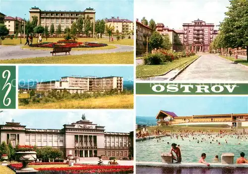 AK / Ansichtskarte Ostrov_Schlackenwerth Stadtansichten Schloss Freibad Ostrov_Schlackenwerth