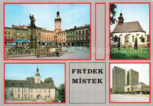 AK / Ansichtskarte Frydek Mistek Marktplatz Innenstadt Kirche Hochhaeuser Frydek Mistek