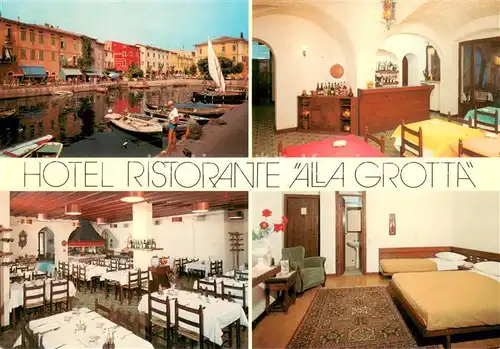 AK / Ansichtskarte Lazise_Lago_di_Garda Hotel Ristorante Alla Grotta Fremdenzimmer Hafen Fischerboote Lazise_Lago_di_Garda