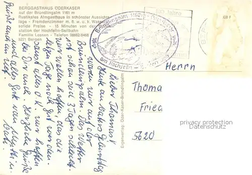 AK / Ansichtskarte Bergen_Chiemgau Berggasthaus oederkaser auf der Bruendlingsalm Almgasthaus Alpen Bergen Chiemgau