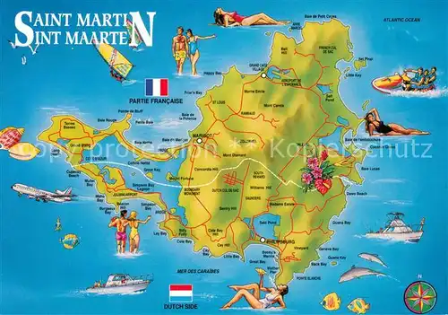 AK / Ansichtskarte Sint_Maarten_Caribic Inselkarte 