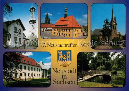 AK / Ansichtskarte Neustadt_Sachsen Gaststaette Goetzingerhoehe Aussichtsturm Rathaus Ev Kirche St Jacobi Schuetzenhaus Stadtpark Neustadt_Sachsen