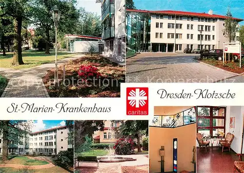AK / Ansichtskarte Klotzsche_Dresden St Marien Krankenhaus Park Brunnen Zimmer 