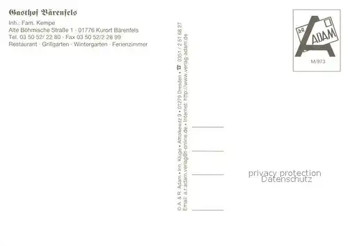 AK / Ansichtskarte Baerenfels_Erzgebirge Gasthof Baerenfels Restaurant Grill und Wintergarten Ferienzimmer Baerenfels Erzgebirge