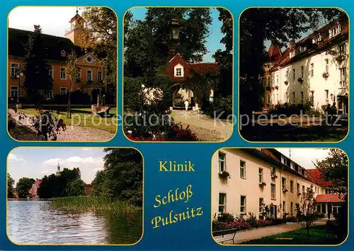 AK / Ansichtskarte Pulsnitz_Sachsen Klinik Schloss Pulsnitz Teilansichten Seepartie Pulsnitz Sachsen