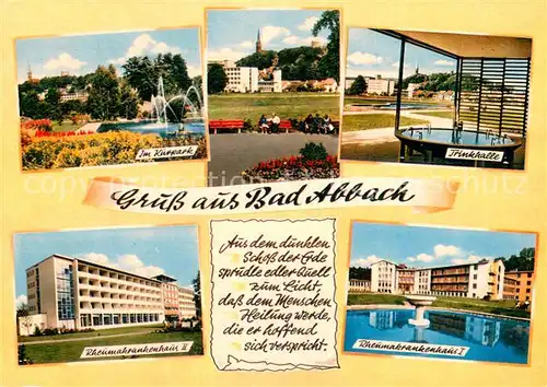 AK / Ansichtskarte Bad_Abbach Kurpark Rheumakrankenhaus I und II Trinkhalle Bad_Abbach
