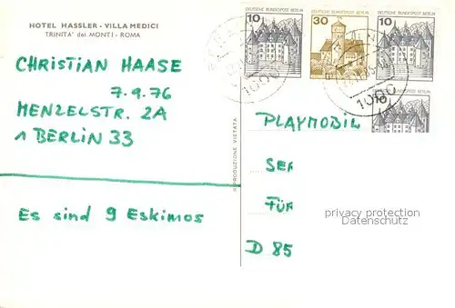 AK / Ansichtskarte Roma_Rom Hotel Hassler Villa Medici Roma_Rom