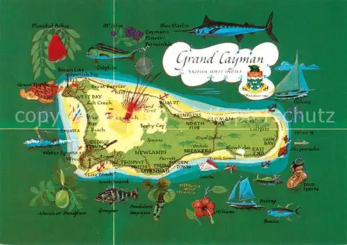 AK / Ansichtskarte Grand_Cayman Inselkarte Grand Cayman