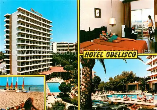 AK / Ansichtskarte Playa_de_Palma_Mallorca Hotel Obelisco Strand Zimmer Pool Playa_de_Palma_Mallorca