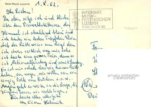 AK / Ansichtskarte Luzern__LU Hotel Royal 