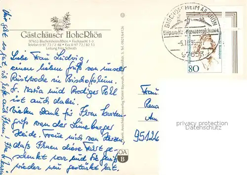 AK / Ansichtskarte Bischofsheim_Rhoen Gaestehaeuser Hohe Rhoen Bischofsheim Rhoen