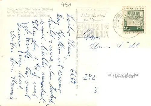 AK / Ansichtskarte Garmisch Partenkirchen Berggasthof Pfeifferalm Garmisch Partenkirchen