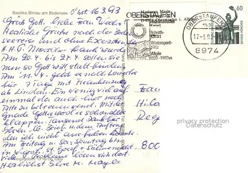 AK / Ansichtskarte Birnau_Bodensee Basilika Birnau Fliegeraufnahme 