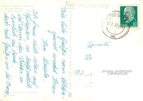 AK / Ansichtskarte Leinefelde Worbis Konsum Waldklause Koehlergrund Gastraeume Terrasse Leinefelde Worbis