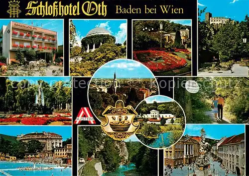 AK / Ansichtskarte Baden_Wien Schlosshotel Oth Park Schloss Thermalstrandbad Waldpartie Baden_Wien