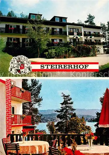 AK / Ansichtskarte Krumpendorf_Woerthersee Pension Steirerhof Terrasse Krumpendorf Woerthersee