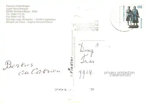 AK / Ansichtskarte Rimbach_Bayrischer_Wald Pension Hohenbogen Panorama Holzschnitzerei Rimbach_Bayrischer_Wald