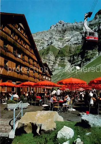 AK / Ansichtskarte Saentis_AR Auf Schwaegalp Restaurant mit Gyrenspitz und Saentis Luftseilbahn Saentis_AR