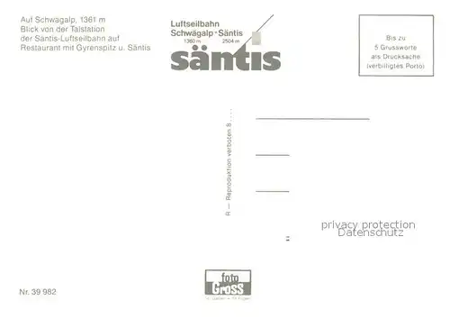 AK / Ansichtskarte Saentis_AR Auf Schwaegalp Restaurant mit Gyrenspitz und Saentis Luftseilbahn Saentis_AR