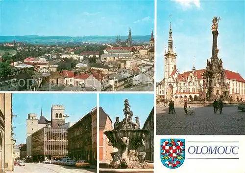 AK / Ansichtskarte Olomouc_Olmuetz_CZ Celkovy pohled Namesti Miru Obchodni dum Prior na tride 8 kvetna Kasna Tritonu 
