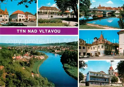 AK / Ansichtskarte Tyn_nad_Vltavou_CZ Tyn je jednim z nejstarsich sidlist v jiznich Cechach pripomina se jiz Mesto je rozlozeno v malebnem udoli po obou brezich reky Vltavy 