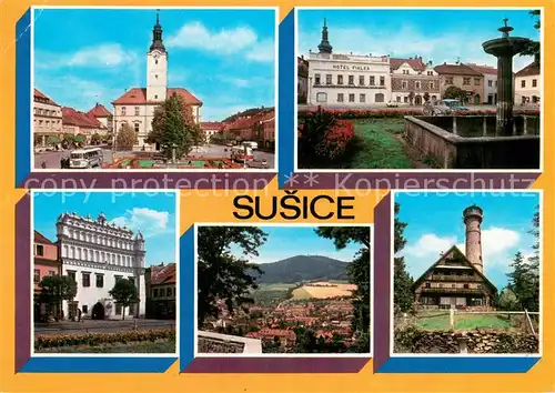 AK / Ansichtskarte Susice_CZ Mesto vzniko z male osady na obchodni stezce do Bavor Za panovani Premysla Otokara II byla povysena na mesto kralovske Susice lezi na brezich Otavy a je branou do stredni Sumavy 