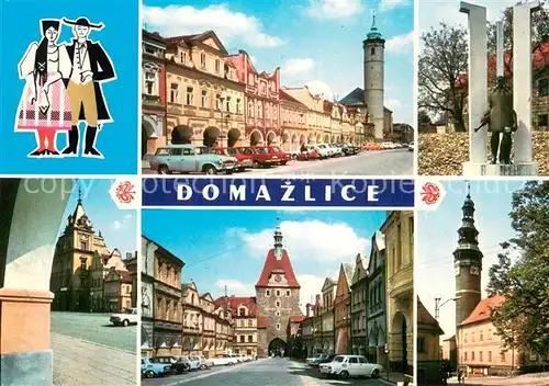 AK / Ansichtskarte Domazlice_CZ Teilansichten Stadttor Turm 