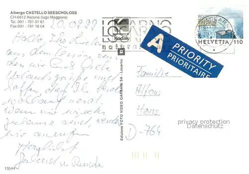 AK / Ansichtskarte Ascona_Lago_Maggiore Albergo Castello Seeschloss Ascona_Lago_Maggiore
