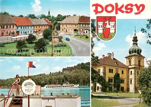 AK / Ansichtskarte Doksy_Hirschberg_See_CZ Teilansichten Schloss Pristviste 