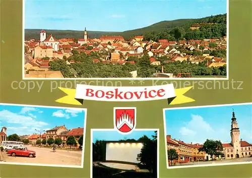 AK / Ansichtskarte Boskovice_CZ Celkovy pohled Namesti Obrancu miru Letni kino Radnice 