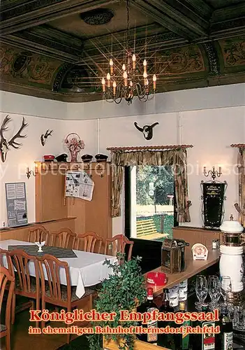 AK / Ansichtskarte Hermsdorf_Erzgebirge Skisportzentrum Sporthotel Koenigl Empfangssaal im ehem Bahnhof Hermsdorf Rehfeld Hermsdorf Erzgebirge