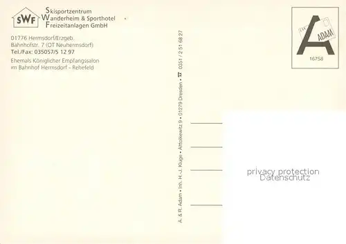 AK / Ansichtskarte Hermsdorf_Erzgebirge Skisportzentrum Sporthotel Koenigl Empfangssaal im ehem Bahnhof Hermsdorf Rehfeld Hermsdorf Erzgebirge