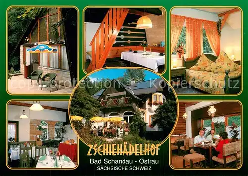 AK / Ansichtskarte Bad_Schandau Waldgaststaette Pension Zschiehoedelhof Gestraeume Zimmer Terrasse Bad_Schandau