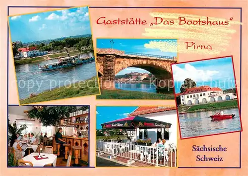 AK / Ansichtskarte Pirna_Elbe Gaststaette Das Bootshaus Bar Terrasse Elbepartien 